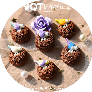 Adornos de Resina con Forma de Pájaros Coloridos con Nido, Miniaturas para Jardín de Hadas, Pequeñas Estatuas Decorativas para Manualidades y Decoración de Teléfonos - Product Image 1