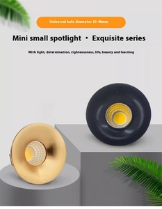 Mini Projecteur COB <span class=keywords><strong>LED</strong></span> Encastré pour Intérieur, Trou Rond de 33MM-43MM, en Aluminium Noir Blanc ou Or - Product Image 4