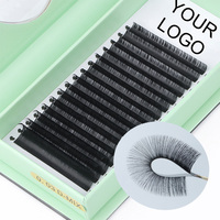 En gros Extensions de cils volume russe ultra-mates noires CC D Curl en vison cachemire et fibre PBT coréenne 7mm, faits main, Easy Fan