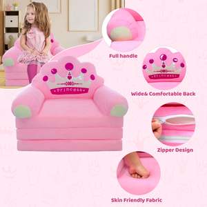 Okul ve yatak odası süslemeleri için bebekler için pembe taç tasarım katlanabilir peluş karikatür çekyat - Product Image 6