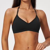 Soutien-gorge de sport personnalisé OEM avec logo, col halter, bretelles fines, séchage rapide, respirant, pour femme, course en plein air, yoga, entraînement