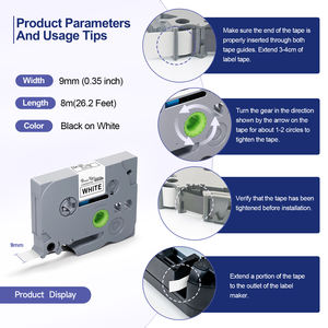 Ruban d'impression compatible ORISON TZe 221 9 mm noir sur blanc, ruban d'étiquetage laminé pour imprimante <span class=keywords><strong>Brother</strong></span> <span class=keywords><strong>P</strong></span>-<span class=keywords><strong>touch</strong></span> <span class=keywords><strong>PT</strong></span>-D210 <span class=keywords><strong>PT</strong></span>-D460BT - Product Image 6