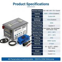 Batterie de chariot de golf à décharge profonde 36V LiFePO4, kits de conversion de batterie lithium électrique 48V 72V 96V 100Ah 105Ah 200Ah avec chargeur