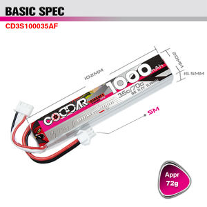 Coddar 3S 1000Mah 11.1V 35C <span class=keywords><strong>3</strong></span> Cellen Sm Airsoft Luchtbuks Zachte Kogel Geweer Jacht Rc Lipo Batterij pack Hoge Ontlading Krachtige Mobiele - Product Image 3