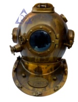 Casque de plongée sous-marine US Navy Mark V en laiton antique, taille réelle, impression numérique/UV, fait main, marque RE, décoration d'intérieur