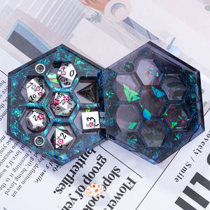 휴대용 레진 자석 잠금 주사위 블랙 파우치 박스 (7개 금속 레진 주사위 여행용 휴대 케이스) - Product Image 5