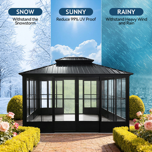 Pavillon extérieur résidentiel avec structure en aluminium et porte coulissante, design 12*12, <span class=keywords><strong>toit</strong></span> résistant aux charges de neige, jardin d'hiver, véranda - Product Image 4