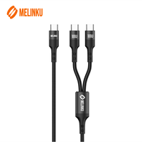 Câble USB-C vers double USB-C Melinku 100W 2-en-1 1,5 m, charge rapide pour iPhone, Android, ordinateur et écouteurs (alliage d'aluminium)
