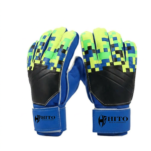 Gants de gardien de but de football personnalisés noir et bleu, très demandés, avec paume plate en latex allemand de 4 mm - Product Image 6