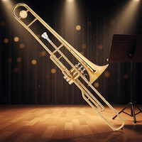 Popular Grade Gold Lacquer Piston Valves Trombone