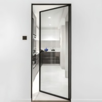 Porte à battant en aluminium au design moderne personnalisé Porte à double vitrage trempé de qualité sonore et résistante à la chaleur et au vent pour maison en vente