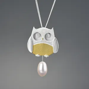 Custom 925 Silver Forest Hunting Agile owl pendant