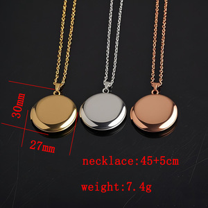 สร้อยคอจี้รูปหัวใจสแตนเลสสตีลสำหรับคู่รัก  แบบเปล่าสำหรับใส่รูปภาพ - Product Image 6