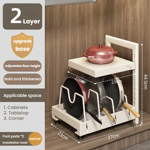 Organisateur sous l'évier, étagère de rangement pour armoire de cuisine, tiroir coulissant multi-niveaux pour casseroles, poêles, planche à découper, réglable - Product Image 6