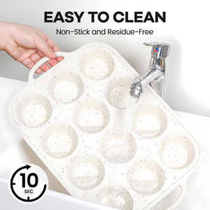 Molde para muffins antiadherente de 12 cavidades con marco reforzado de metal, molde de silicona de tamaño regular para hornear muffins caseros - Product Image 5