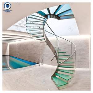 <span class=keywords><strong>Escalier</strong></span> de villa incurvé en acier galvanisé de conception moderne, durable et personnalisé haut de gamme PRIMA, avec <span class=keywords><strong>marches</strong></span> fermées en verre trempé pour intérieur - Product Image 5