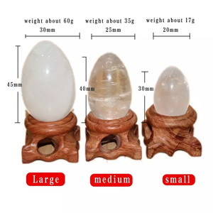 Support en bois pour sphère d'œuf en cristal naturel, ornement en pierre polie pour la décoration intérieure et la collection de cadeaux - Product Image 3