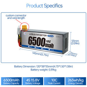 JJ 프로모션 고전압 3s <span class=keywords><strong>4s</strong></span> 6s 12s 4.45v 6500mah 세미 솔리드 스테이트 리튬 이온 배터리 팩 - Product Image 2