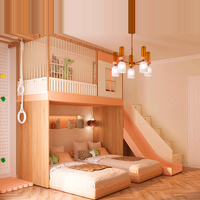 Lit coulissant, lit avec échelle, lit superposé pour enfants, lit pour jeunes, lit cabane moderne simple rose pour filles