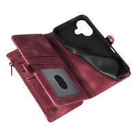 Pochette portefeuille à fermeture éclair étui en cuir à rabat magnétique pour iPhone 13 14 15 Pro 16e blocage des fentes pour cartes étui de téléphone pour iPhone 16