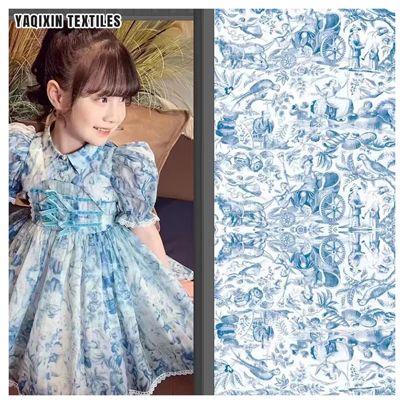 YAQIXIN Hot New Design American Digital Printing Polyester Fabric Tulle Mesh Dress Clothing Print Fabric