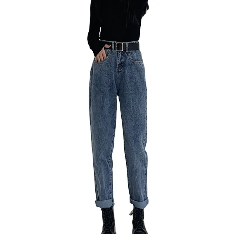 Pantalon en jean de couleur unie pour femmes, nouvelle mode pour dames, filles, Style coréen, pantalon de rue ample, jean Harem