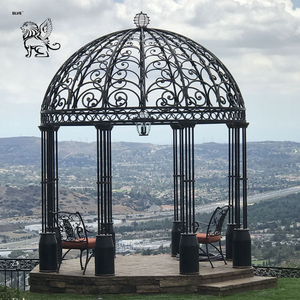 BLVE Gazebo de luxe européen en fer forgé blanc, dôme rond en métal, pavillon de jardin extérieur pour villa, cour - Product Image 3
