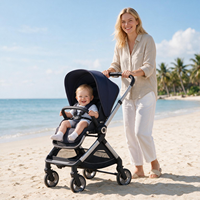 Poussette bébé écologique de haute qualité avec cadre en alliage d'aluminium, design pliable, pare-soleil anti-UV, caractéristiques de sécurité
