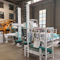 Machine de palettisation de sacs de granulés de bois et de ciment de riz |   Robot palettiseur à colonne unique entièrement automatique, haute capacité et économie d'énergie