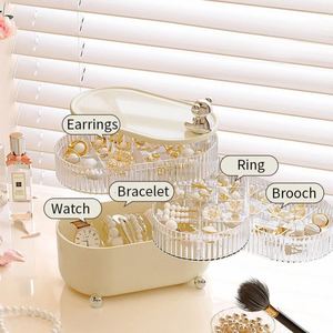 Portable Large Capacity Cosmetic Bag Girls <b>Storage</b> Box Desktop Lipstick Sk <b>Tabletop</b> Spinning Cosmetic Organizer - Product Image 5