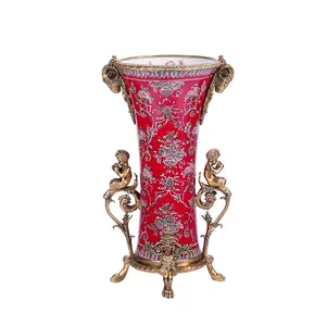 Antiek Decor Ornamenten Drakenvazen Decor Keramiek Groot Porselein Rood Antiek Porseleinen Vaas Voor Bloemen