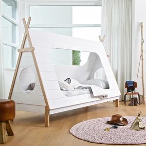 Mobilier pour enfants Lit en bois massif en forme de maison Lit tipi pour tout-petits avec garde-corps - Product Image 5
