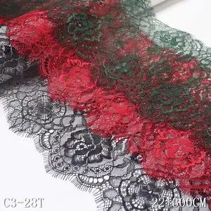Latest Black Chantilly Lace Trim Elegant Women Lingerie Eyelash Lace Fabric 22cm Wide