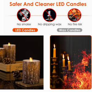 Luz de vela Led de corteza de pino con llama móvil parpadeante a batería 3PK con Control remoto de 10 teclas para dormitorio de fiesta de Navidad - Product Image 3