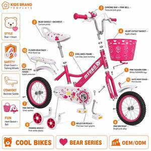 <span class=keywords><strong>Bicicleta</strong></span> Infantil MTBGO Rosa Princesa en Oferta, 12, 14, 16 Pulgadas, con Ruedas de Entrenamiento Extraíbles, Llanta de Acero, para Niñas Pequeñas - Product Image 3