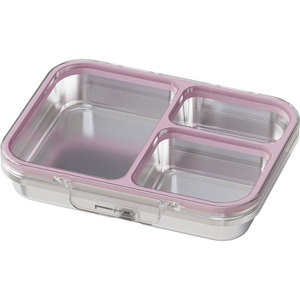 Boîte à bento en acier inoxydable avec couvercle transparent Tritan, 3 compartiments, boîte à lunch en métal avec couvercle transparent, récipient en silicone - Product Image 1
