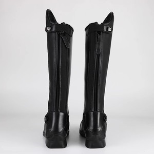 Bottes d'équitation professionnelles pour enfants, bottes d'obstacles en cuir de vachette avec cordon de serrage et anti-décollement - Product Image 4