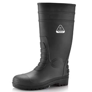 حذاء مطر مطاطي برقبة من البولي فنيل كلوريد غطاء معدني للقدم مقاوم للماء لون رمادي حذاء مطر eva للعمل - Product Image 1