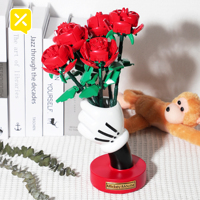 Vente en gros directe usine : Ensemble de briques de construction pour bouquets de fleurs (orchidées, roses) – Fleurs éternelles pour la décoration intérieure et cadeau de Saint-Valentin