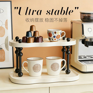 Retro Style Cup Holder 3 Tier White Multi Function <b>Kitchen</b> Storage <b>Rack</b> For Tea Coffee Living Room - Product Image 2