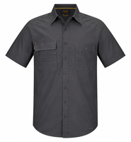 Chemise de travail unisexe à manches courtes en polyester respirant et léger, avec doubles poches poitrine, certifiée EN/CE, détection des aiguilles