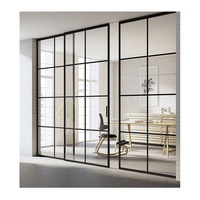 Estética arquitectónica moderna decoración de la casa puerta de cristal sala de dibujo partición pared salón muebles puerta corredera de aluminio