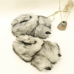 Dropshipping 2025 Nounours Noël pour Pantoufles <span class=keywords><strong>Dinosaure</strong></span> Design Hiver <span class=keywords><strong>patte</strong></span> fourrure diapositives - Product Image 3