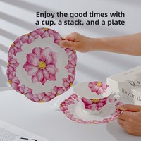 Ensemble de soucoupe de tasse à café en céramique jetable haut de gamme motif de fruits de Style pastoral pour les ensembles de vaisselle d'assiette à Dessert de thé de l'après-midi