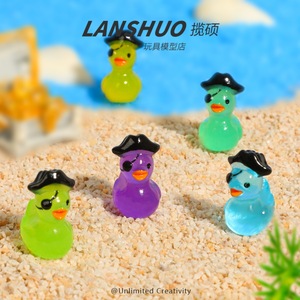 Lanshuo Pirate Glowing <b>Duck</b> Ornament Resin Cartoon Animal Garden Decor <b>Lighted</b> DIY Accessory - Product Image 3