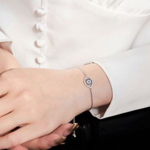 Bracelet de mode Dylam en argent S925 ajustable, plaqué or 18 carats, avec pendentif œil bleu maléfique saphir et diamant, et zircone 5A - Product Image 4