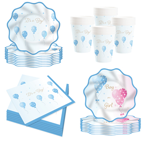 DAMAI - Vajilla Desechable para Fiestas de Revelación de Género de Bebé, Platos y Servilletas de Papel para Baby Shower, Decoraciones para 8 Invitados - Product Image 4