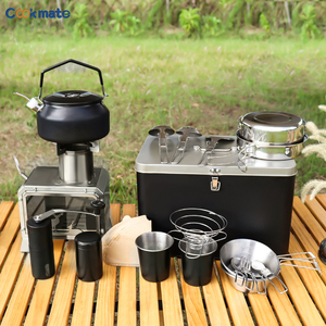 ماكينة صنع القهوة في الهواء الطلق مع غلاية وعاء موكا ، أواني تخييم ، تخييم مع موقد قابل للطي للخارج الكل في صندوق - Product Image 4