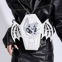 Bolso bandolera gótico personalizado con forma de ataúd, mini bolso Y2K con diseño de esqueleto y alas de murciélago, bolso de mano con forma de ataúd para Halloween