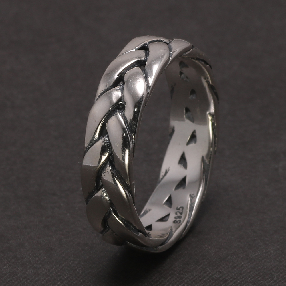 925 Sterling Silver Mens Jewelry - Braided Rings Twist